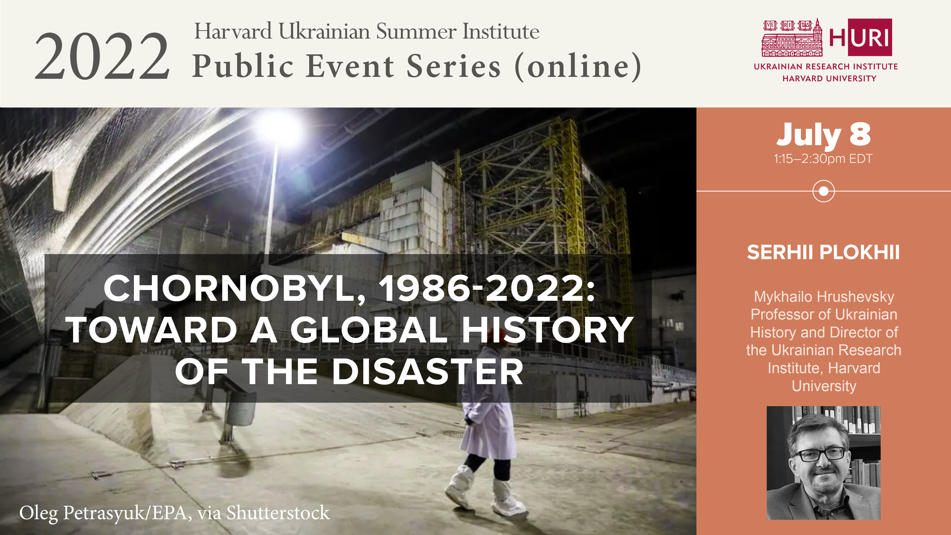 Lecture 2 poster with image of person walking in Chernobyl power station