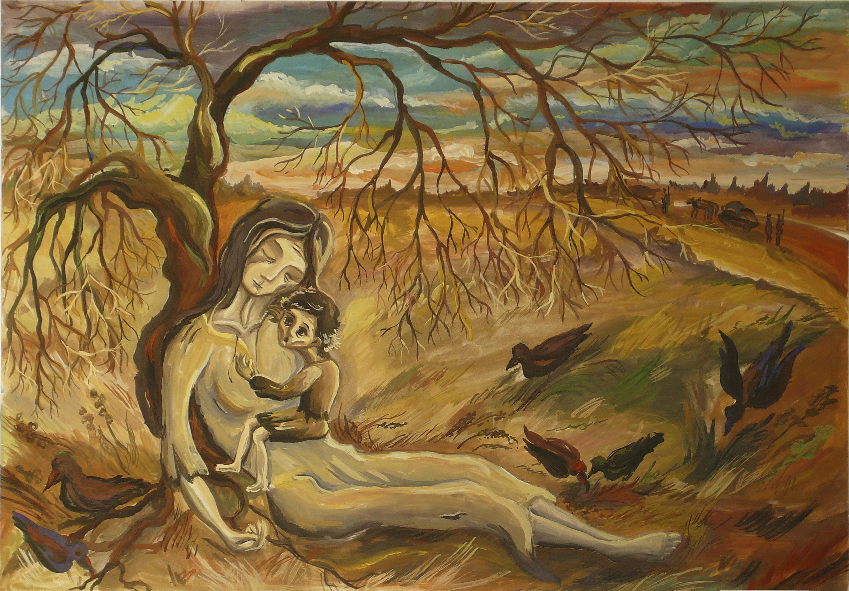 1932-1933 Holodomor famine-genocide. Painting by Nina Marchenko
