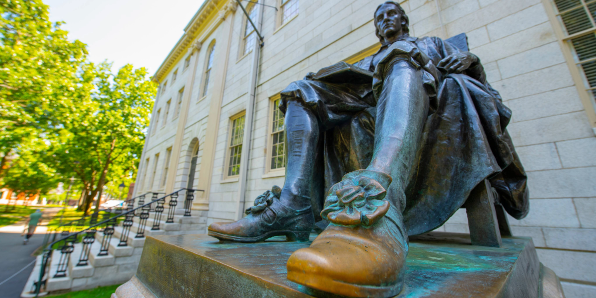 John Harvard statue in Harvard Yard