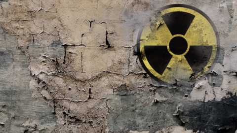 Sign of nuclear danger on a wall