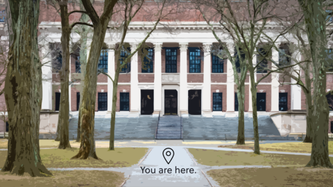 Widner Library at Harvard. You are here. 