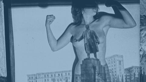 Nude female with projected image