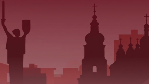 Silhouette of iconic Kyiv landmarks