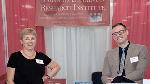Alla Karasova and Oleh Kotsyuba with books
