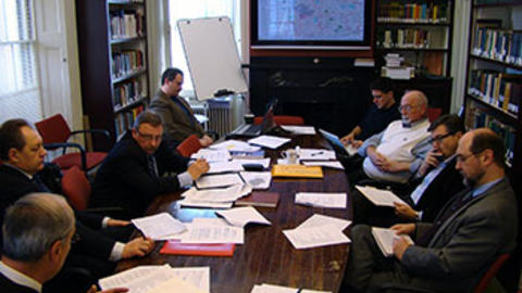 Planning session at HURI with GIS project partners from Ukraine: R. Sossa of Kartographia and H. Boriak of the Institute of History of Ukraine, National Academy of Sciences of Ukraine.