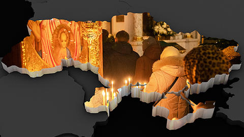map with religious imagery