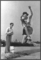 woman practicing long jump