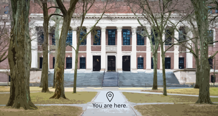 Widner Library at Harvard. You are here. 
