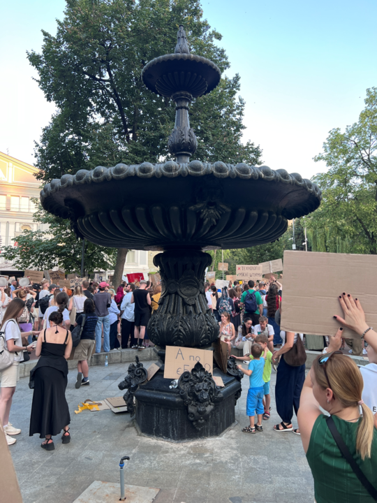 Protest in Kyiv’s Ivan Franko Square. Photo by Anastasiia Tykha