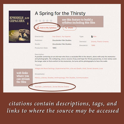 citations contain descriptions, tags, and links to where the source may be accessed