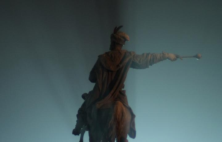 Bohdan Khmelnytskyi statue in Kyiv by Mykhailo Mikeshyn (1888; bronze, stone, brick).
