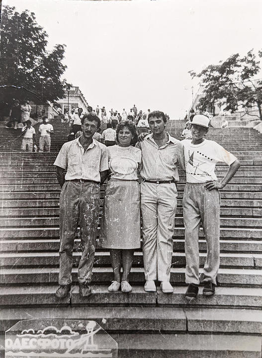People standing in front of the Potemkin stairs