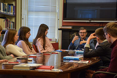 Serhii Plokhii with Ternopil students
