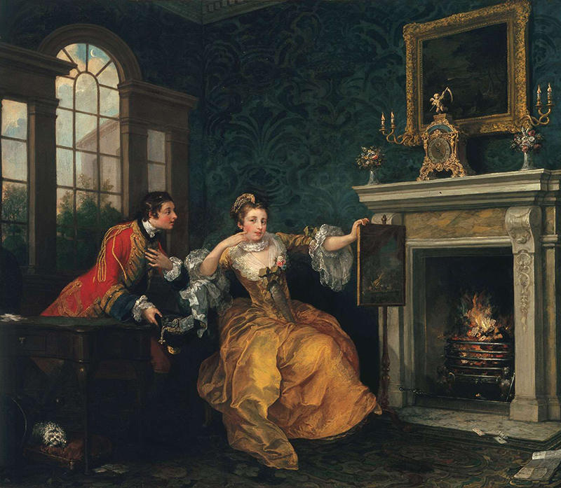 William Hogarth, The Lady's Last Stake, 1759. Oil on canvas. Collection Albright-Knox Art Gallery Buffalo, New York. Gift of Seymour H. Knox, Jr., 1945. Image retrieved 8/2018 from MFA website