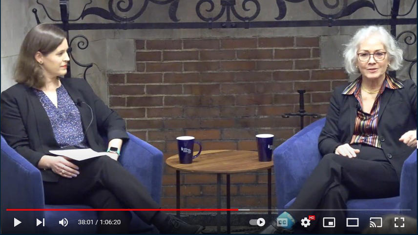 Marie Yovanovitch and Emily Channell-Justice talking