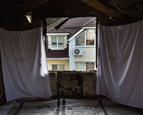 Works by Tamara Turliun, installation view, Everyone is Afraid of the Baker, But I Am Grateful, Irpin, 2022, photo and courtesy of Kateryna Iakovlenko