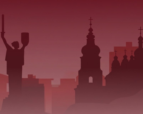 Silhouette of iconic Kyiv landmarks